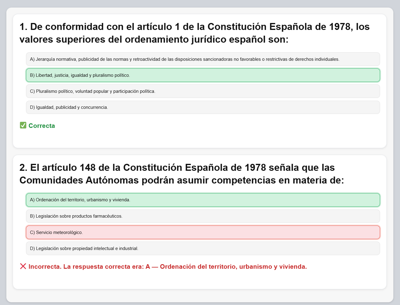 Ejemplo de corrección